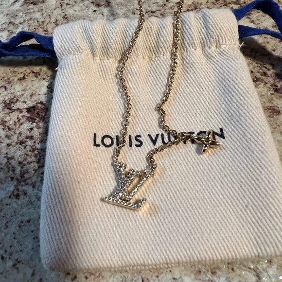 LOUIS VUITTON Metal Crystal LV Iconic Necklace - Picture 9 of 11